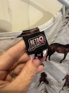 Retrolicious Women's Horse Print dress White and Brown